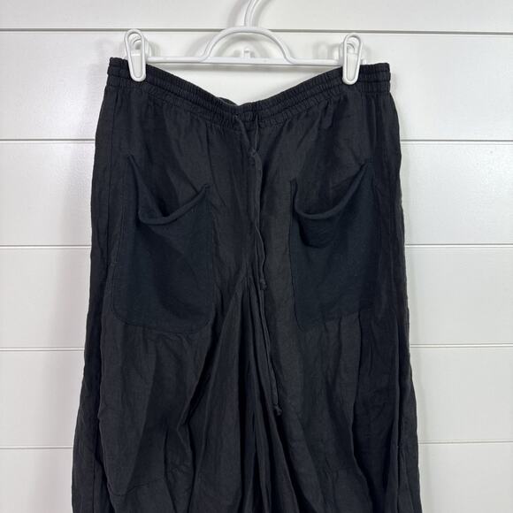 People Like Frank Bubble Hem 100% Linen Midi Skirt Black sz 4 - Picture 2 of 7